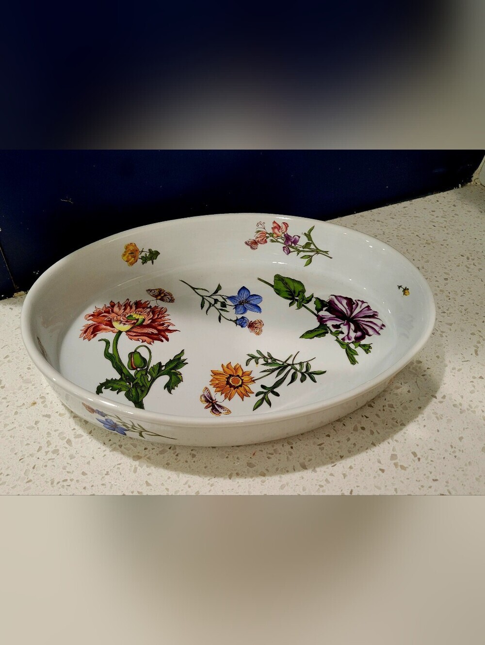 B.I.A. Cordon Bleu Oval Floral Motif Ceramic Baking Dish